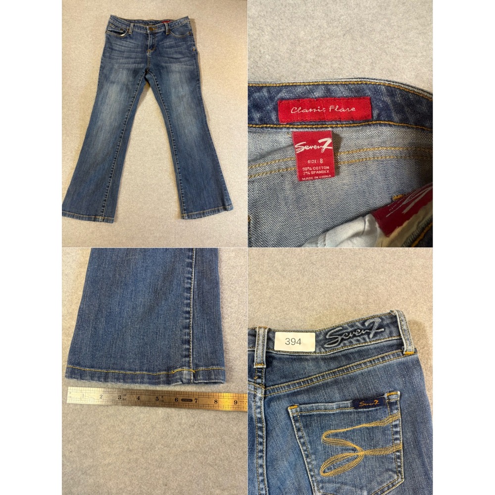 Seven7 Classic Flare Jeans Womens 8 Medium Wash Stretch Denim Mid Rise Pants